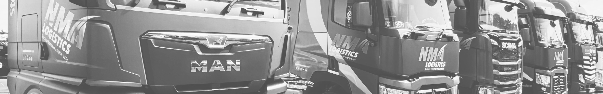 Our fleet of HGV transporters lined up in a row